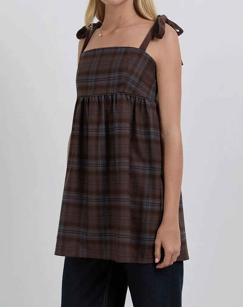 Mikayla Mini Dress in Burgundy and Blue Check sold by Motel Rocks product image thumbnail 2
