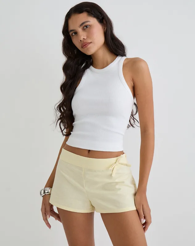 Blazy Tie Short in Lemon sold by Motel Rocks