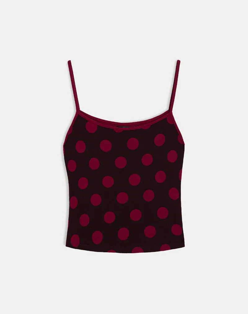 Solani Top in Brown with Big Polka Red sold by Motel Rocks product image thumbnail 2