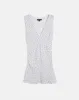 Luscian Plunge Mini Dress in White with Micro Polka Black sold by Motel Rocks