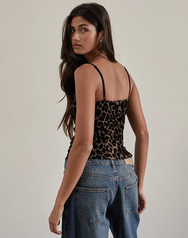 Alcesta Top in Flock Mesh Rar Leopard sold by Motel Rocks product image thumbnail 5