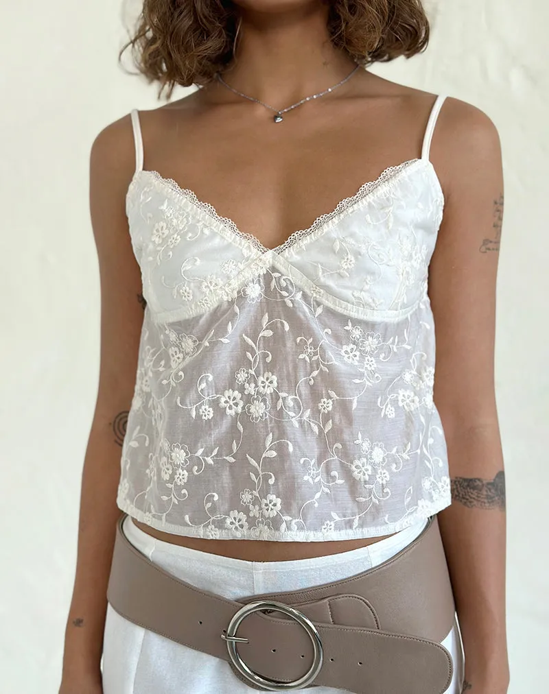 Kasturi Top in Broderie White sold by Motel Rocks
