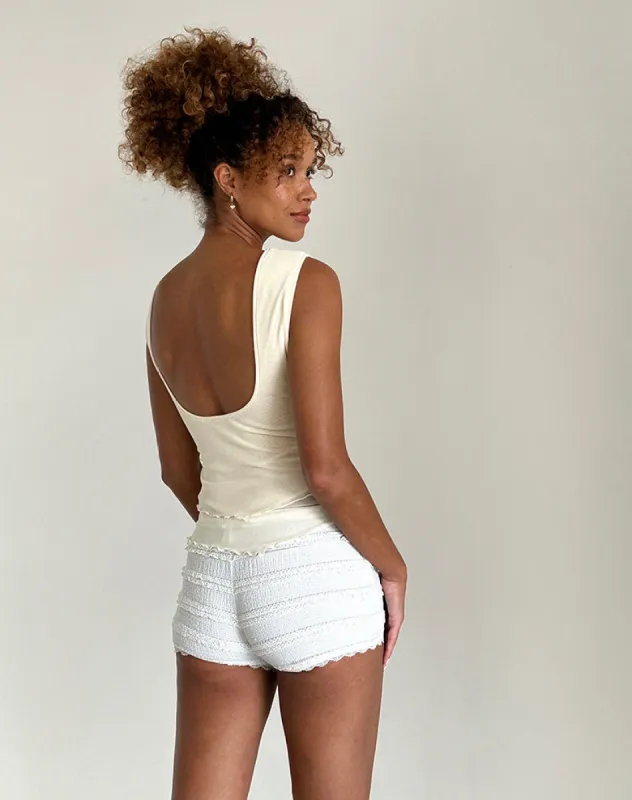Rochie Asymmetric Top in Mesh Cream sold by Motel Rocks
