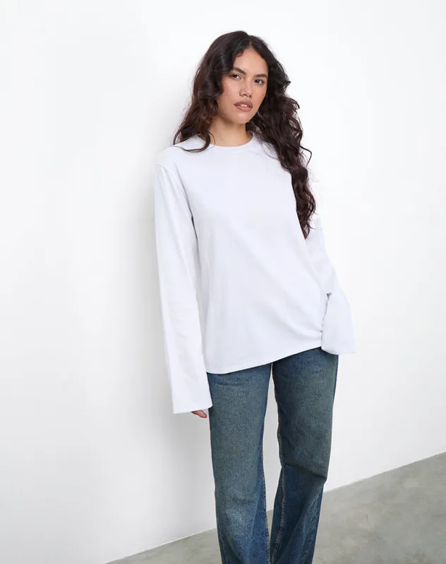 OB Oversized Long Sleeve Tee Top in White made by Motel Rocks
