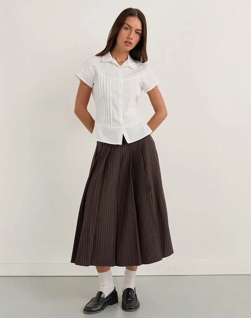 Tisrah Skirt in Dark Brown Pinstripe sold by Motel Rocks product image thumbnail 3