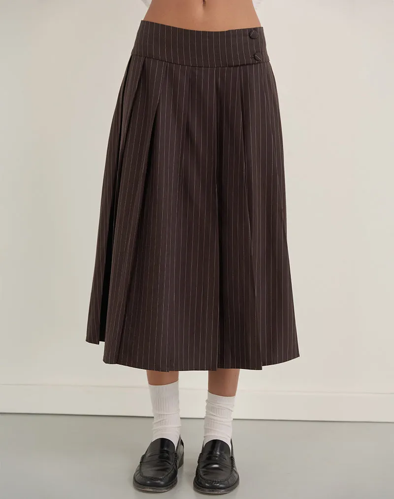 Tisrah Skirt in Dark Brown Pinstripe sold by Motel Rocks product image thumbnail 4