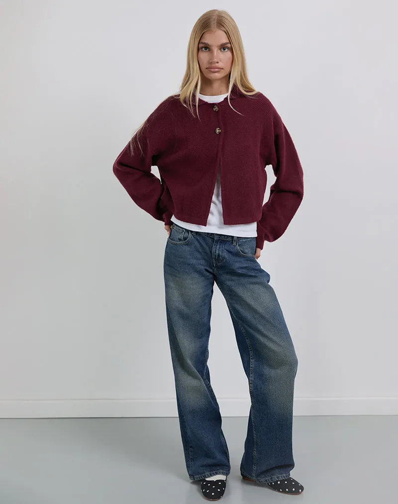 Merril Collared Cardigan in Knit Wine sold by Motel Rocks product image thumbnail 3