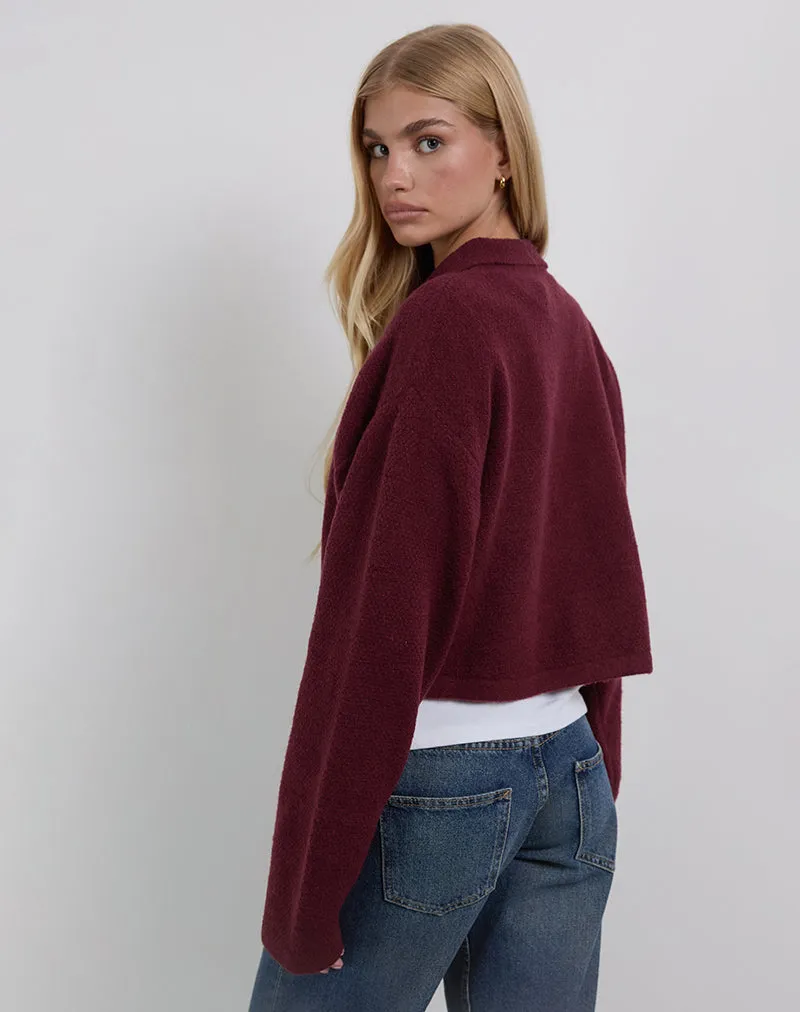Merril Collared Cardigan in Knit Wine sold by Motel Rocks product image thumbnail 5