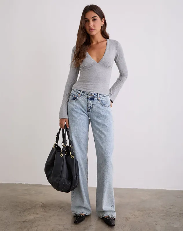 Emesy Long Sleeve Top in Grey Marl sold by Motel Rocks