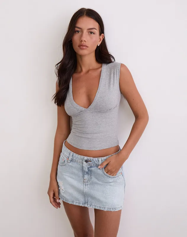 Distressed Mini Skirt in Blue Bleach sold by Motel Rocks