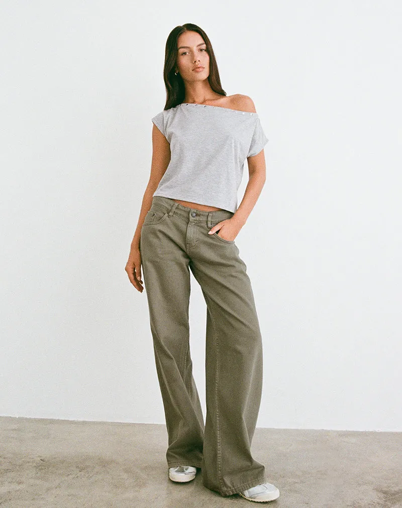 Bizzy Top with Studded Neckline in Grey Marl sold by Motel Rocks product image thumbnail 2