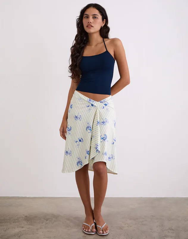 Esmeray Midi Skirt in Floral Stripe Cream made by Motel Rocks