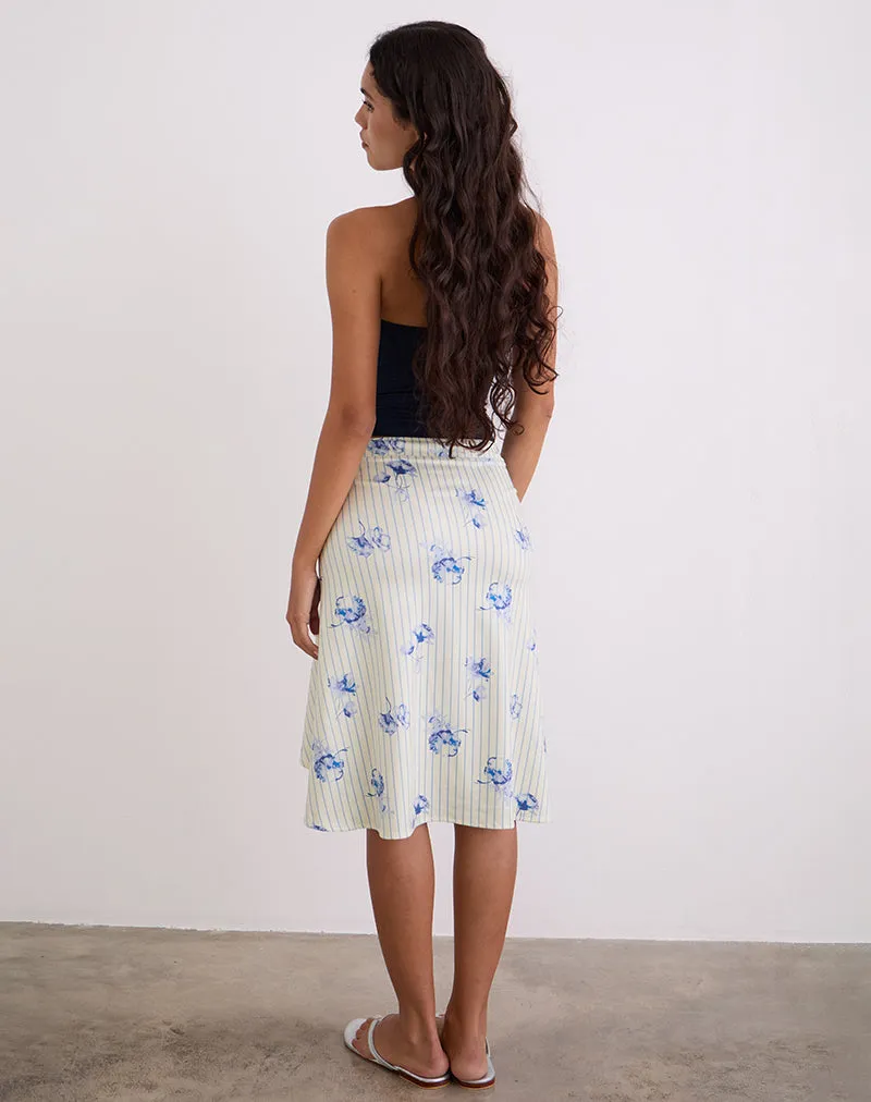 Esmeray Midi Skirt in Floral Stripe Cream sold by Motel Rocks product image thumbnail 5