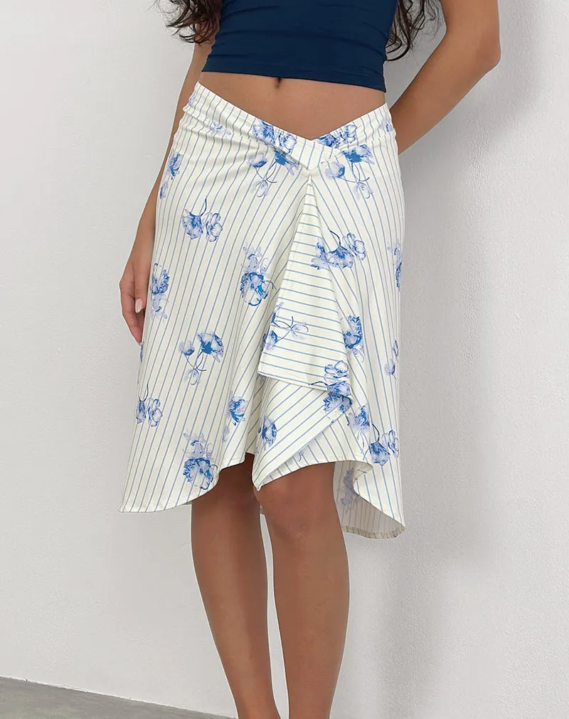 Esmeray Midi Skirt in Floral Stripe Cream sold by Motel Rocks product image thumbnail 4
