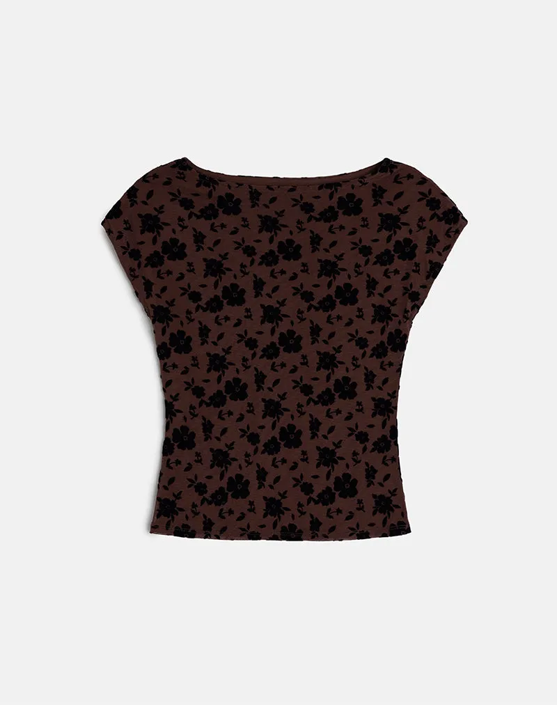 Nova Top in Garden Floral Brown sold by Motel Rocks product image thumbnail 4