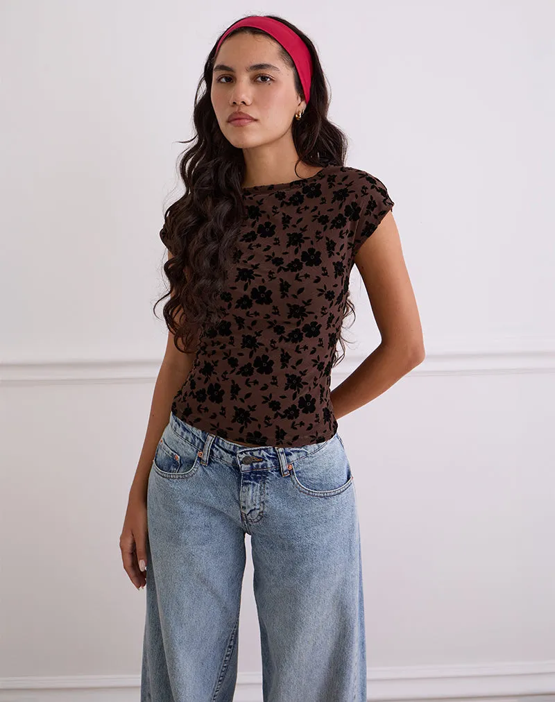 Nova Top in Garden Floral Brown sold by Motel Rocks product image thumbnail 2