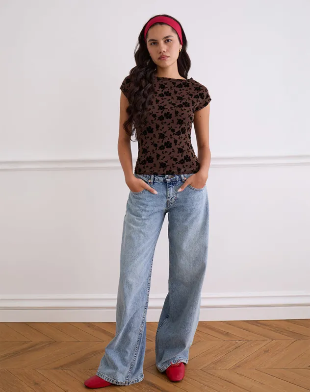 Nova Top in Garden Floral Brown sold by Motel Rocks