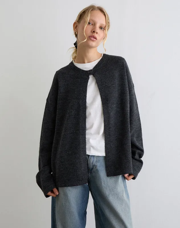 Maureen Cardigan in Dark Grey sold by Motel Rocks