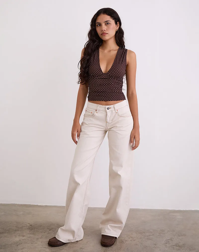Lycia Plunge Top in Micro Polka Brown sold by Motel Rocks product image thumbnail 3