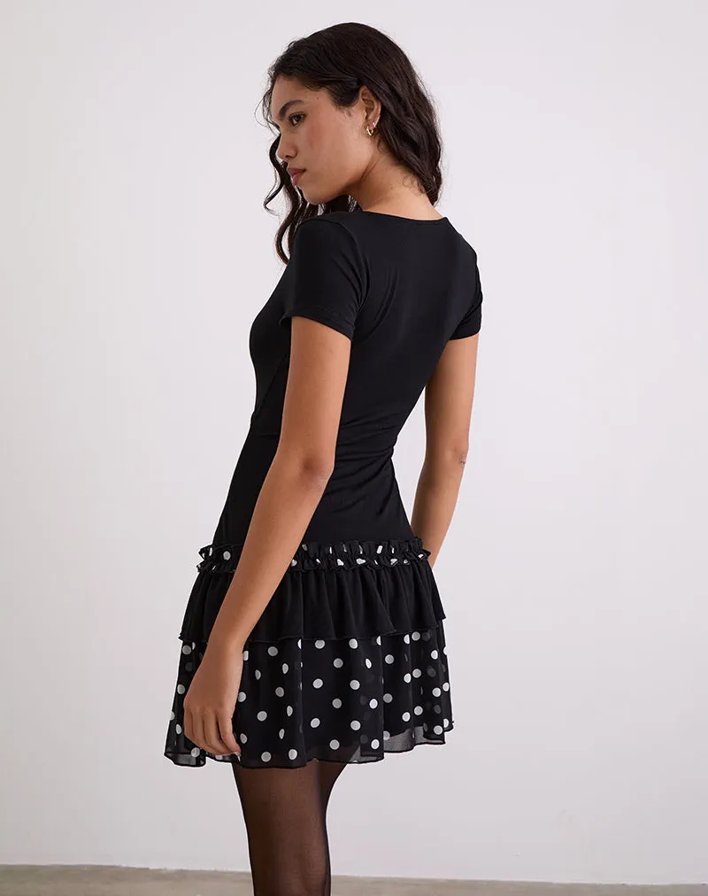 Navya Wrap Mini Dress in Polka Black and White sold by Motel Rocks product image thumbnail 5