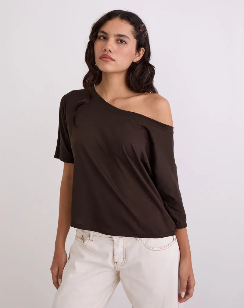 Daman Off Shoulder Basic Top in Chocolate Brown sold by Motel Rocks product image thumbnail 3