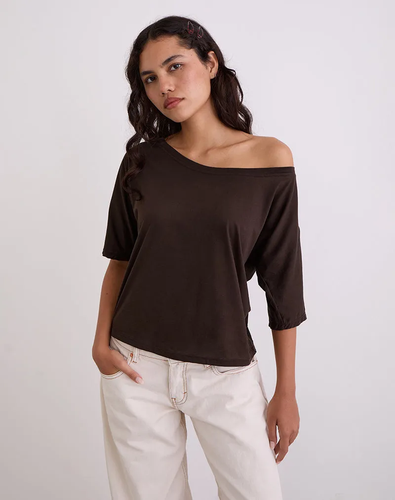 Daman Off Shoulder Basic Top in Chocolate Brown sold by Motel Rocks product image thumbnail 5