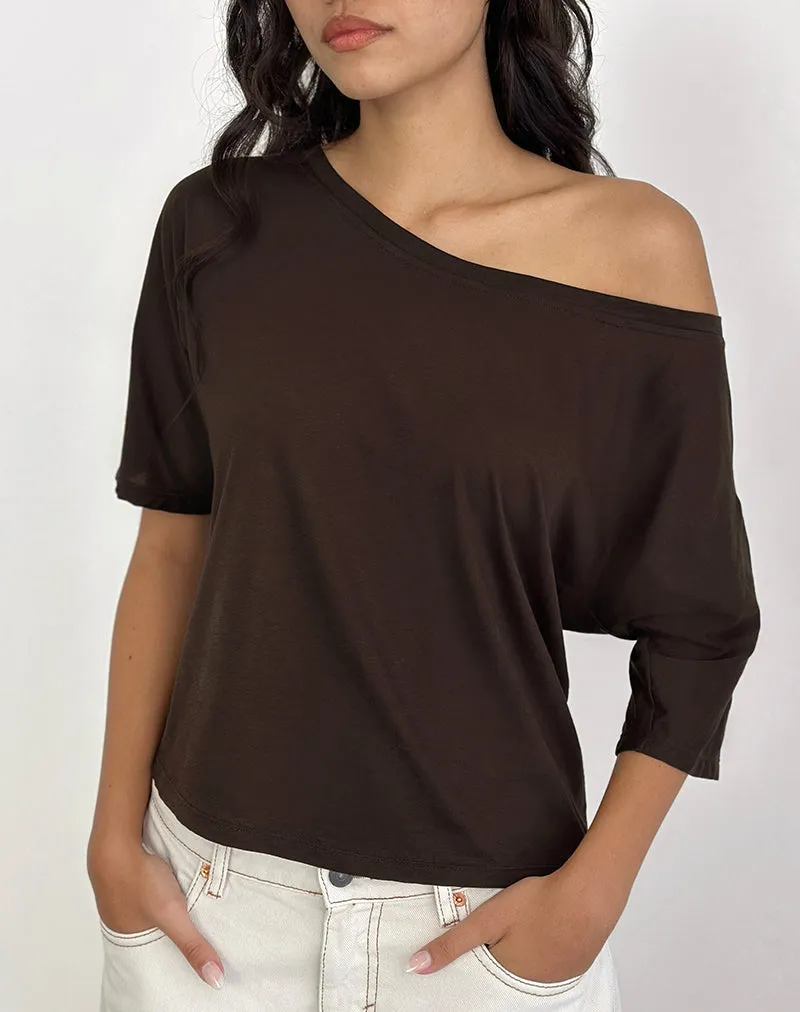 Daman Off Shoulder Basic Top in Chocolate Brown sold by Motel Rocks product image thumbnail 2