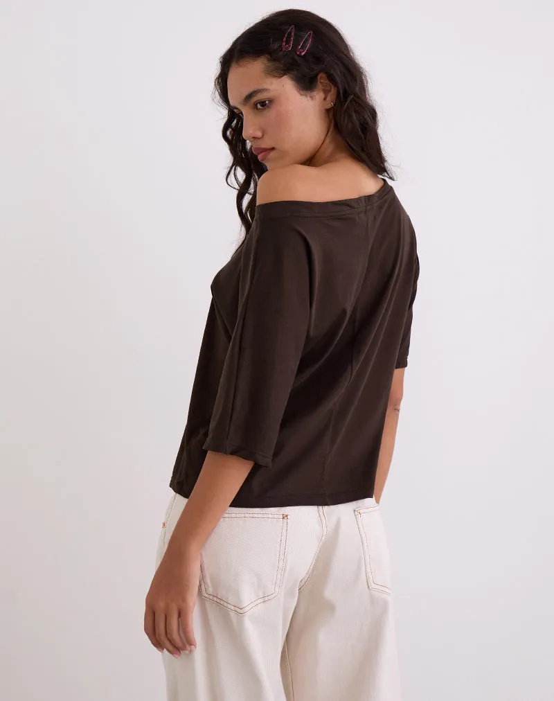 Daman Off Shoulder Basic Top in Chocolate Brown sold by Motel Rocks product image thumbnail 4