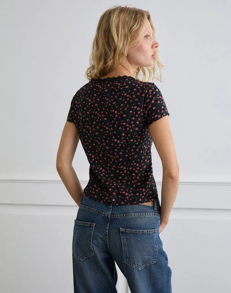 Asani Top in Dark Pink Rose Black sold by Motel Rocks product image thumbnail 5