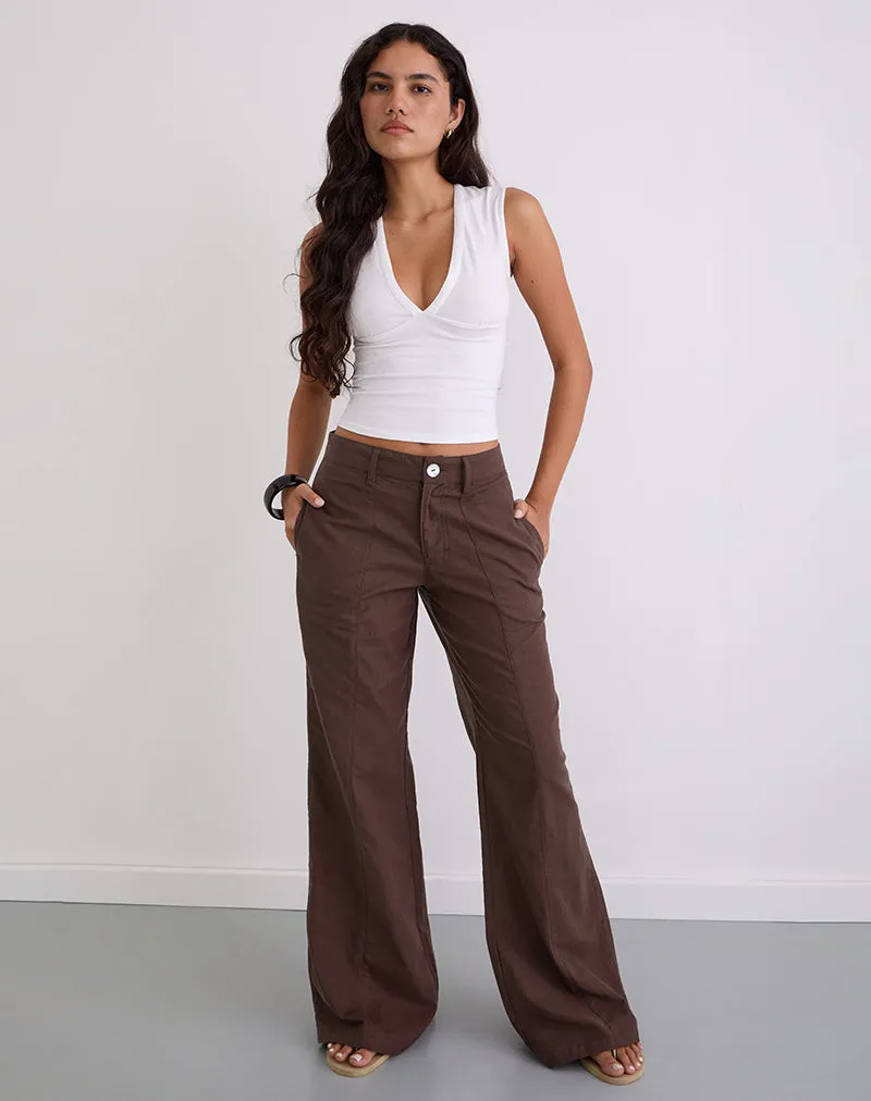 Saucy Trousers in Linen Deep Mahogany sold by Motel Rocks product image thumbnail 3