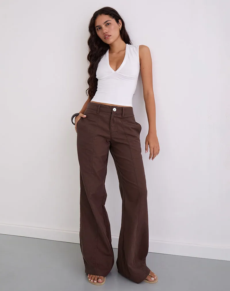 Saucy Trousers in Linen Deep Mahogany sold by Motel Rocks product image thumbnail 2