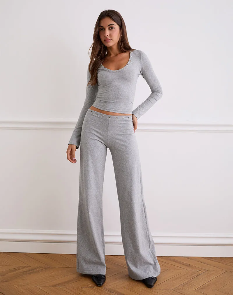 Dorala Low Rise Trousers with Eyelets in Grey Marl sold by Motel Rocks product image thumbnail 4