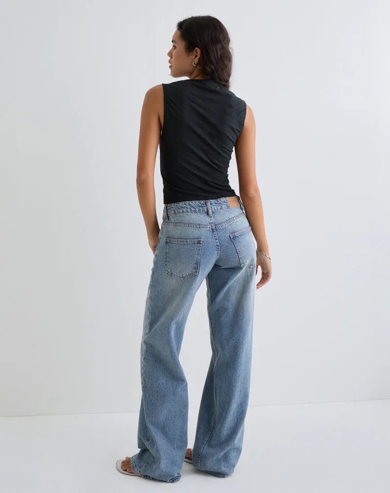 Leen Top in Black Hibiscus Flower Pink sold by Motel Rocks product image thumbnail 5