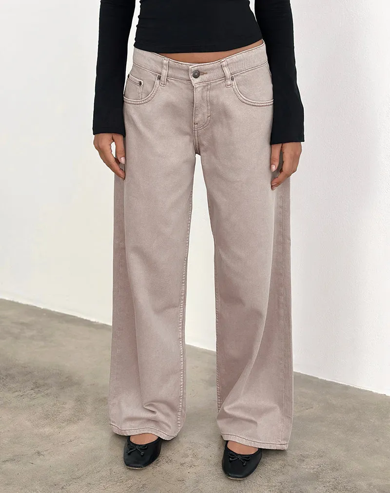 Low Rise Roomy Jeans in Pebble sold by Motel Rocks