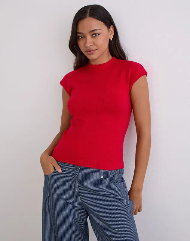 Hanuva Top in Knit Red made by Motel Rocks