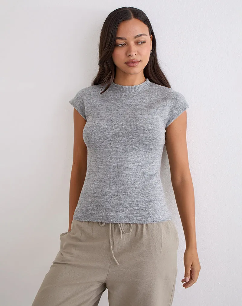 Hanuva Top in Knit Grey sold by Motel Rocks