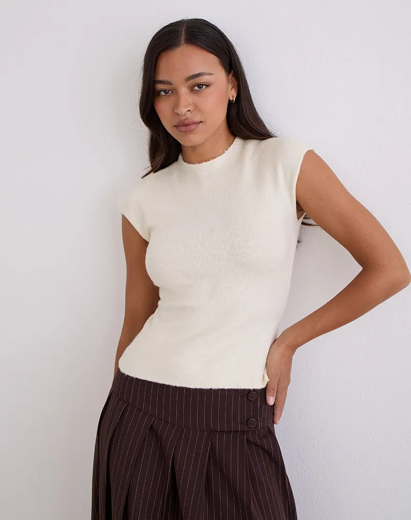 Hanuva Top in Knit Cream sold by Motel Rocks