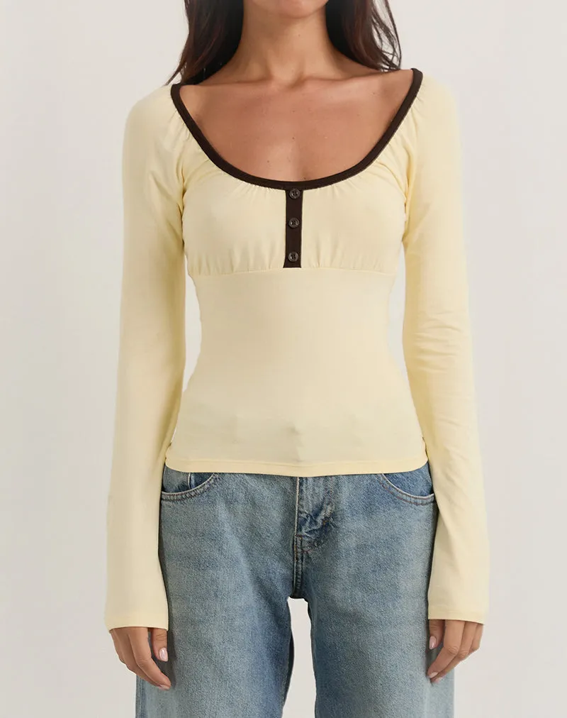 Shou Top in Buttermilk with Brown Binding sold by Motel Rocks product image thumbnail 4