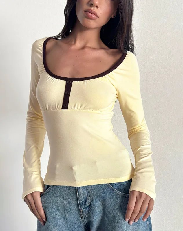 Shou Top in Buttermilk with Brown Binding made by Motel Rocks