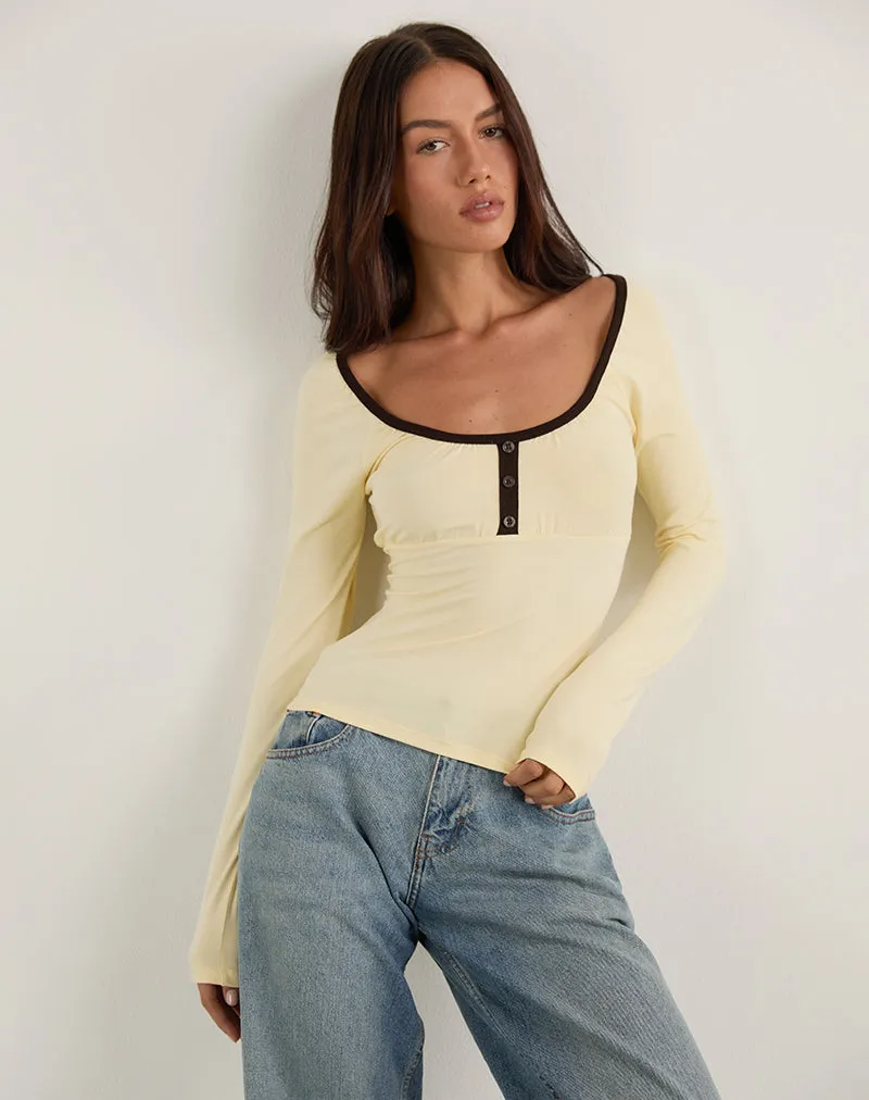 Shou Top in Buttermilk with Brown Binding sold by Motel Rocks product image thumbnail 2