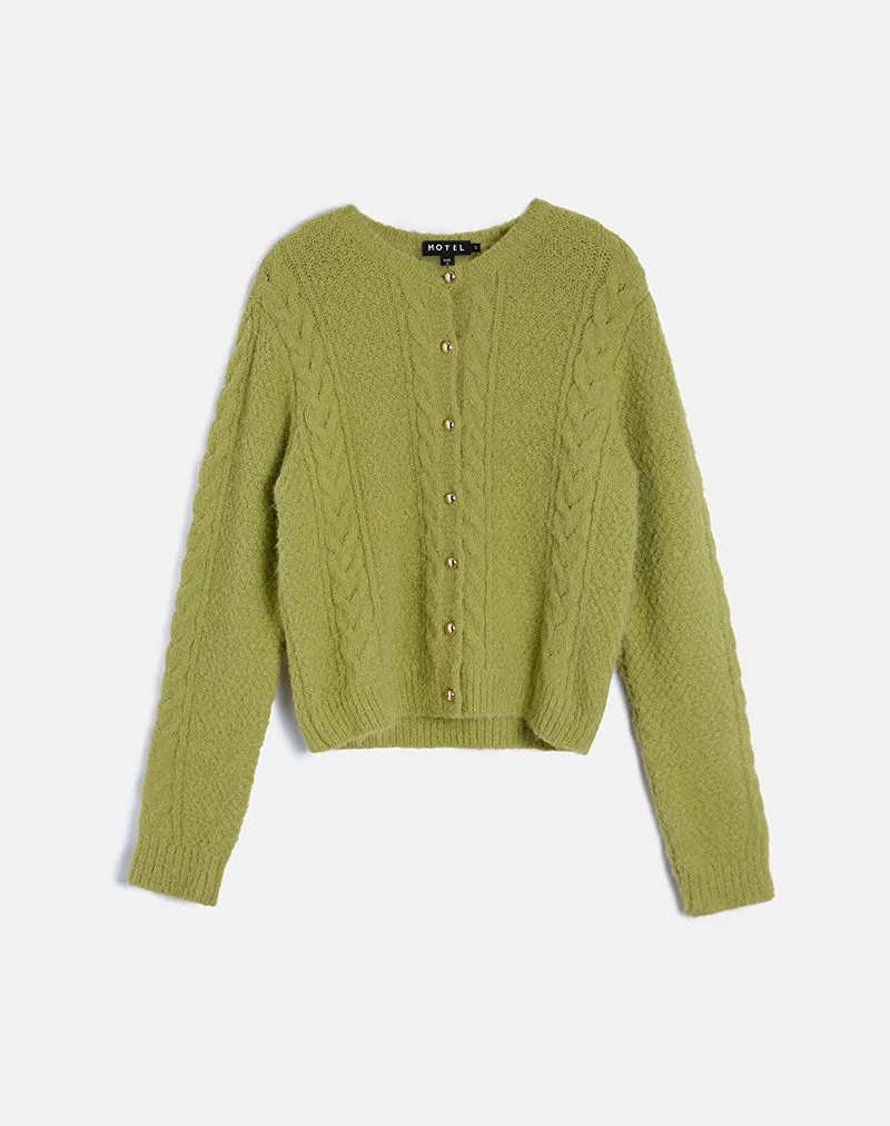 Aceso Cardigan in Bright Chartreuse sold by Motel Rocks product image thumbnail 5