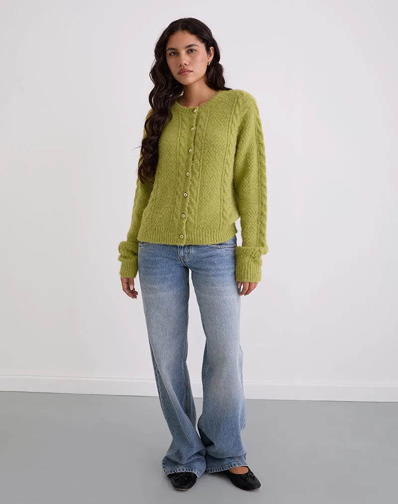 Aceso Cardigan in Bright Chartreuse sold by Motel Rocks product image thumbnail 4