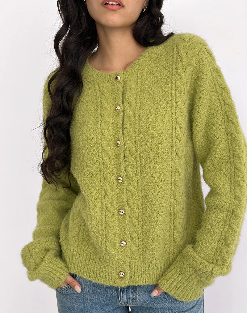 Aceso Cardigan in Bright Chartreuse sold by Motel Rocks product image thumbnail 3