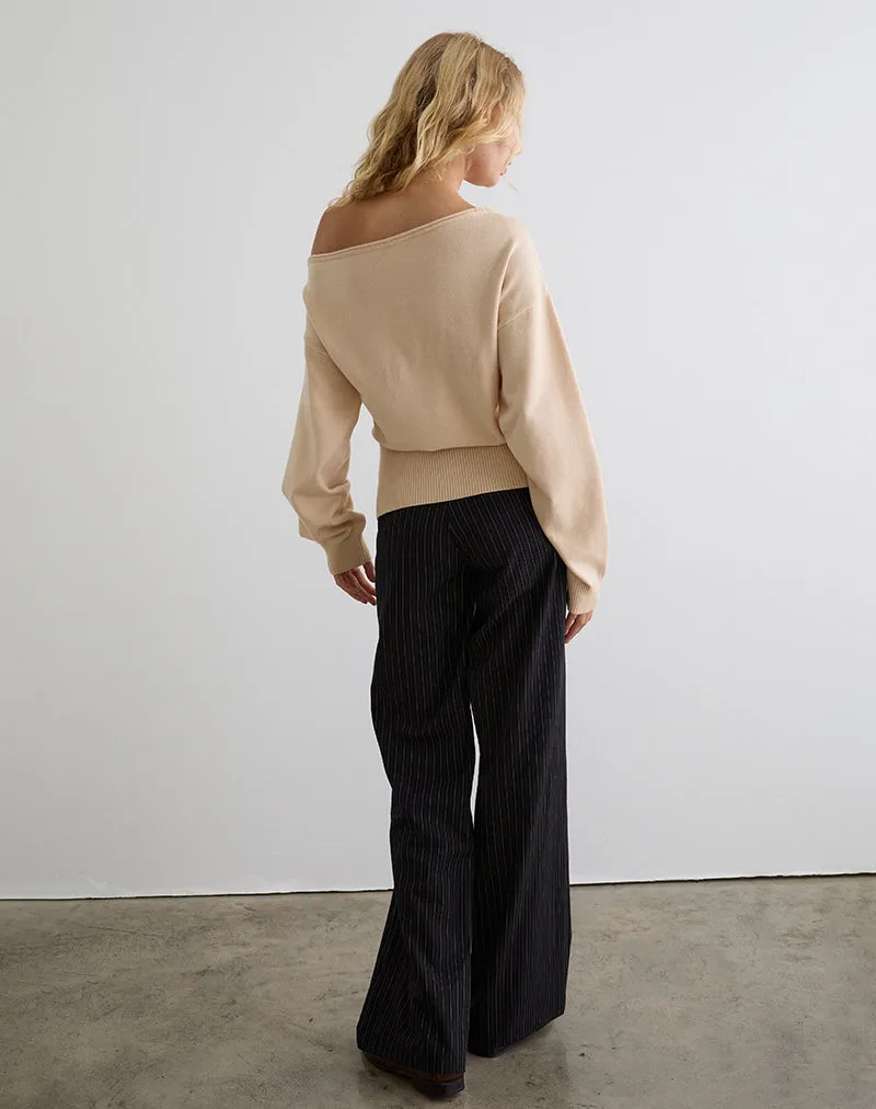 Jalira Asymmetric Jumper in Cream sold by Motel Rocks product image thumbnail 4