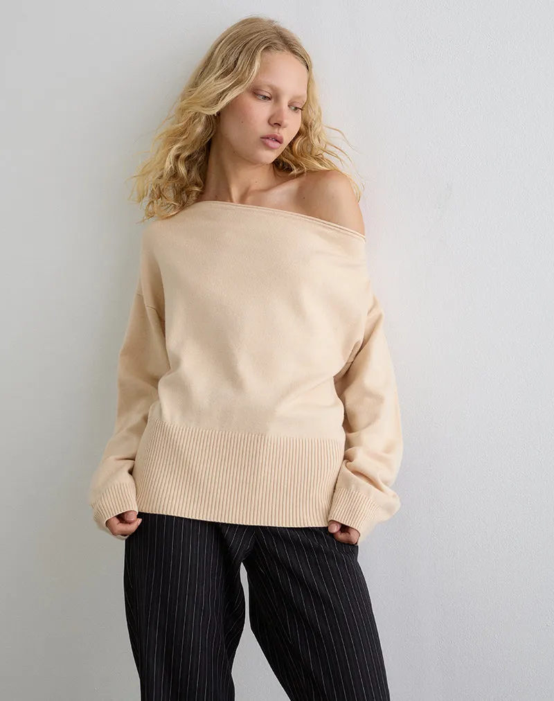 Jalira Asymmetric Jumper in Cream sold by Motel Rocks product image thumbnail 2