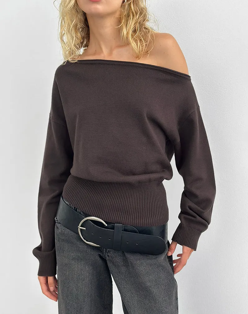 Jalira Asymmetric Jumper in Brown sold by Motel Rocks product image thumbnail 3