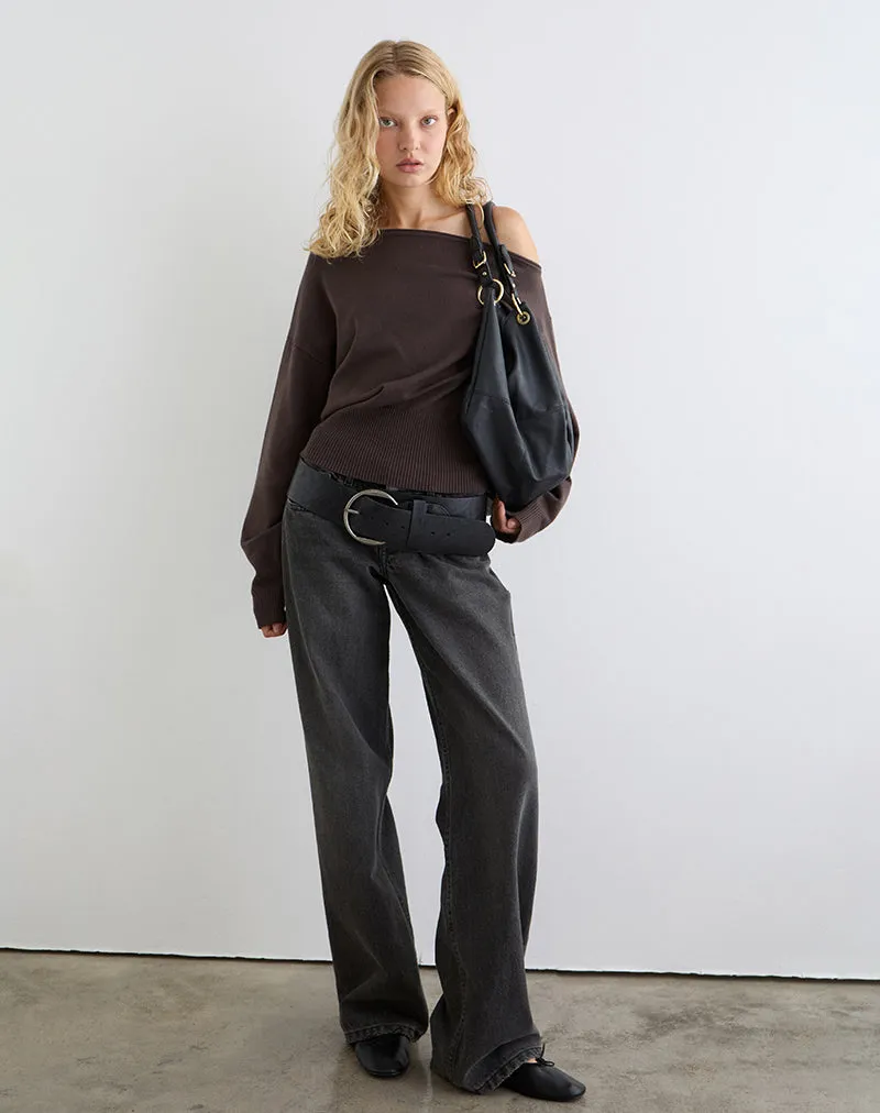 Jalira Asymmetric Jumper in Brown sold by Motel Rocks product image thumbnail 2