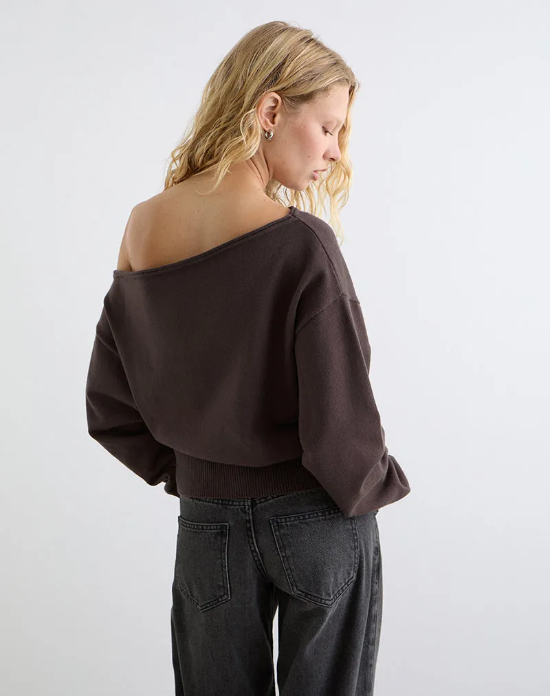 Jalira Asymmetric Jumper in Brown sold by Motel Rocks product image thumbnail 4