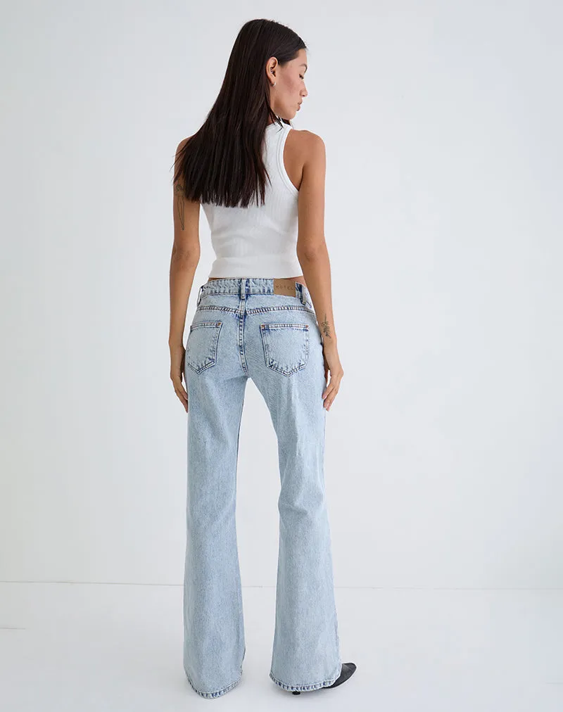 Rigid Low Rise Flare Jeans in 80s Light Wash sold by Motel Rocks product image thumbnail 5