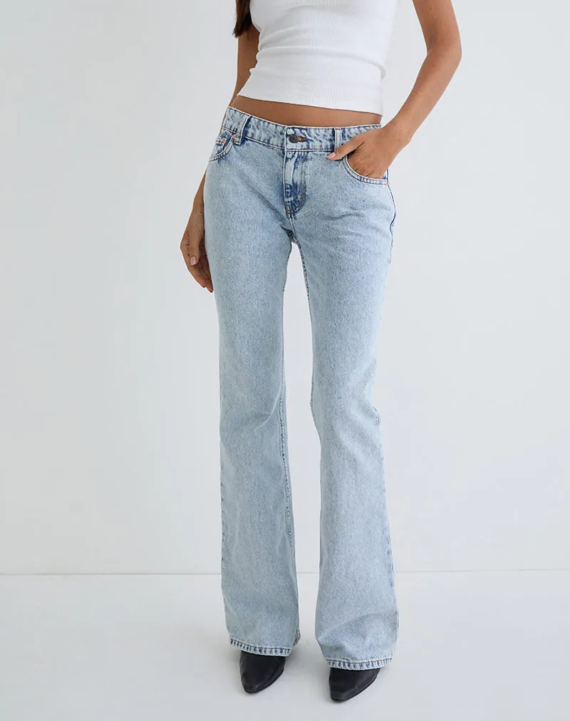 Rigid Low Rise Flare Jeans in 80s Light Wash sold by Motel Rocks product image thumbnail 2